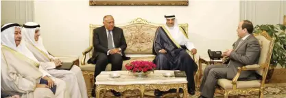  ?? —KUNA ?? CAIRO: Kuwait’s Acting Prime Minister and Foreign Minister Sheikh Sabah Al-Khaled Al-Hamad Al-Sabah meets with Egypt’s President Abdelfatah Al-Sisi in Cairo on Monday.