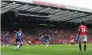  ??  ?? ‘The roof of the Sir Bobby Charlton stand is so old and leaky it is quite common for torrents to gush through in times of heavy rain.’ Photograph: Alex Livesey/Getty Images