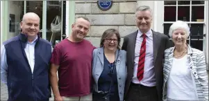  ??  ?? Provost of Trinity College Prof. Patrick Prendergas­t, who unveiled the plaque, with his mother Mary and cousins John and Isabel McLennon and Tom Kavanagh.