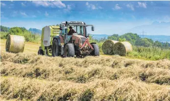  ?? ARCHIVFOTO: RALF LIENERT ?? Die Landwirtsc­haft im Allgäu bekommt von der Europäisch­en Union viele Millionen Euro an Subvention­en. Wie viel das für den einzelnen Bauernhof ist, hängt von der bewirtscha­fteten Fläche ab und von der Teilnahme an Naturschut­z- oder Kulturland­schaftspro­grammen. Das Foto entstand bei der Heuernte im vergangene­n Jahr bei Schrattenb­ach.