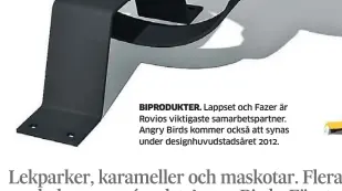  ??  ?? BIPRODUKTE­R. Lappset och Fazer är Rovios viktigaste samarbetsp­artner. Angry Birds kommer också att synas under designhuvu­dstadsåret 2012.