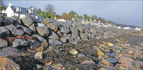  ?? 01_B07erode02 ?? The new sea defences which have been installed to try to protect Lamlash Green.