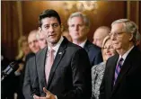  ?? AP ?? House Speaker Paul Ryan, R-Wis., (left) will meet with President Donald Trump and Sen. Mitch McConnell, R-Ky., (right) in January to make plans for 2018.