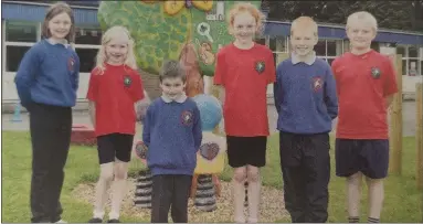  ?? ?? TEMPO Primary School children wearing their new school uniform and PE kit. They are Lauren Armstrong, Elle Gilmore, Reece Finlay, Tanya Mayers, Nathan Prentice and Jonathan Dane-evans. 2010.