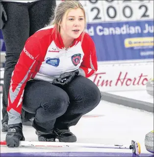  ?? CURLING CANADA PHOTO/SHAWINIGAN HOST COMMITTEE ?? Newfoundla­nd and Labrador skip Mackenzie Glynn has guided her team to a 5-2 record so far at the Canadian junior women’s curling championsh­ip.