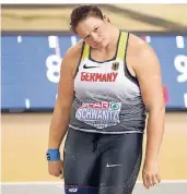  ?? FOTO: DPA ?? Enttäuscht: Christina Schwanitz ist nicht zufrieden mitihrem Wettkampf in Glasgow.