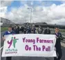  ??  ?? Young farmers in Orkney during the tractor pull.