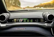  ??  ?? Above: optional ‘co- driver’ touchscree­n can display current drive settings or performanc­e data, or control the infotainme­nt system