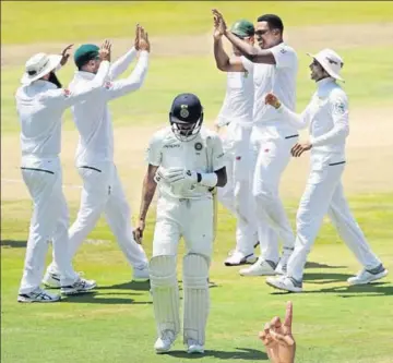  ??  ?? Hardik Pandya (in pic) got out to a rash shot. Rohit Sharma and Parthiv Patel were out hooking. Cheteshwar Pujara became the first Indian to be run out in both innings. This made Proteas’ job much easier.