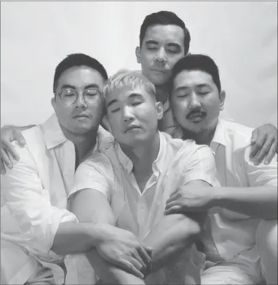  ?? Justin J Wee For The Times ?? STARS Bowen Yang, left, Joel Kim Booster, Conrad Ricamora and director Andrew Ahn of the Hulu film “Fire Island.”