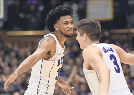  ?? ROB KINNAN/USA TODAY SPORTS ?? Freshman Marvin Bagley III, left, and senior Grayson Allen represent the extremes that make watching Duke so enjoyable.