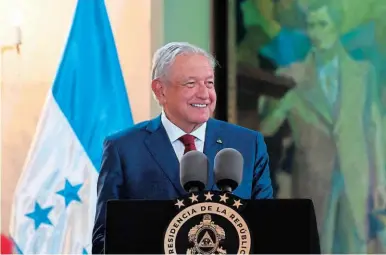  ?? ?? PRESIDENTE. Andrés Manuel López Obrador cuando visitó Honduras el viernes pasado.