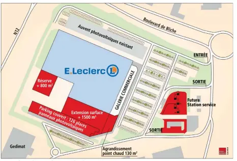  ??  ?? Le projet d’agrandisse­ment du centre Leclerc de Lécousse.