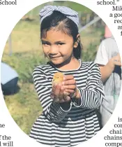  ??  ?? Rangiuru School pupil Nayumi Sales is looking forward to seeing the chickens at Saturday’s Country Fair.