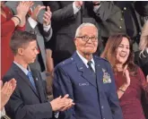  ?? TODAY JACK GRUBER/USA ?? Gen. Charles Mcgee, one of the last surviving Tuskegee Airmen, sits next to Karen Pence as President Donald Trump delivers the State of the Union address at the U.S. Capitol in Washington on Feb. 4.