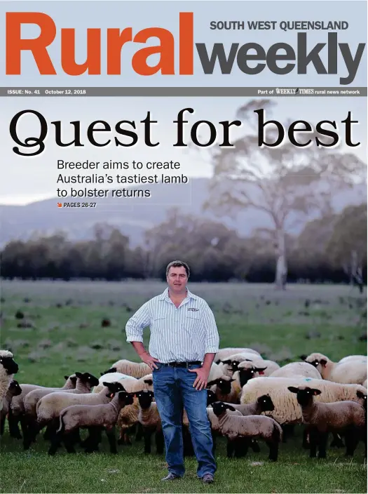  ?? PHOTO: YURI KOUZMI ?? ON A MISSION: Innovative sheep breeder Tom Bell is using science to increase marbling in lamb meat to improve its taste.
