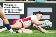  ?? ?? Winging in: Cadan Murley dives in to score for Harlequins