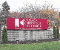  ?? CHRIS YOUNG THE CANADIAN PRESS ?? The Canada Christian College specifies that its students must “refrain from practices that are biblically condemned.”