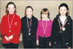  ?? ?? 4th class Presentati­on Convent, Mitchelsto­wn NS pupils, medalists at the Primary School Sports in 2001, l-r: Elaine O’Gorman, Teresa Shanahan, Michelle Creagh and Ellie Fitzgerald in 2001.