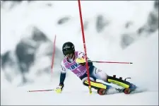  ?? GABRIELE FACCIOTTI — THE ASSOCIATED PRESS ?? France’s Clement Noel competes during the first run of the men’s World Cup slalom event in in Wengen, Switzerlan­d, Sunday.