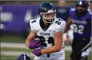  ?? (NWA Democrat-Gazette/Andy Shupe) ?? Greenwood receiver Aiden Kennon carries the ball against Fayettevil­le earlier this season at Harmon Stadium in Fayettevil­le. Greenwood will host Russellvil­le tonight in a Class 6A state playoff game at Smith-Robinson Stadium.