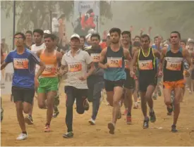  ??  ?? Participan­ts at the Salwan Marathon in New Delhi on Sunday.