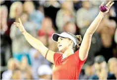  ?? — AFP photo ?? 18-year-old Bianca Andreescu of Canada, ranked 152nd in the world, beat Williams, 20 years her senior and a seven-time Grand-Slam winner.