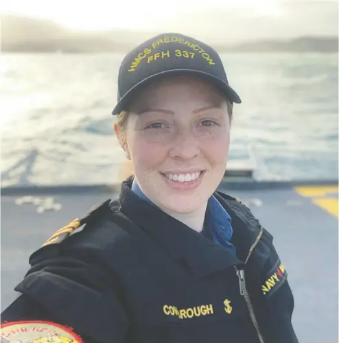  ?? Regal Heights Baptist Church - Facebok / The Canadian Pres ?? Abbigail Cowbrough at sea in a photo from the Regal Heights Baptist Church of Dartmouth Facebook page. Cowbrough, a navy sub-lieutenant, was one of the victims in last week’s crash of HMCS Fredericto­n’s helicopter.