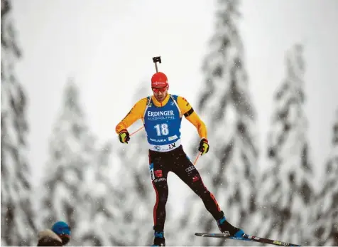  ?? Foto: Joel Marklund, dpa ?? Kaum einer hinter ihm, aber viele vor ihm: Arnd Peiffer war als 36. bester Deutscher.