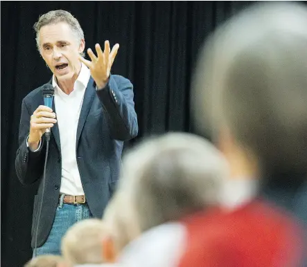  ?? DARREN BROWN / POSTMEDIA NEWS ?? Jordan Peterson, a University of Toronto professor, speaks at the Carleton Place Arena during a talk hosted by Randy Hiller, PC MPP for Lanark-Frontenac-Lennox and Addington last week.