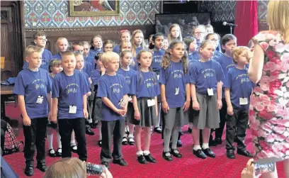  ??  ?? The school choir of Aberdare Town Church in Wales Primary School who made the trip to the Houses of Parliament along with a number of parents