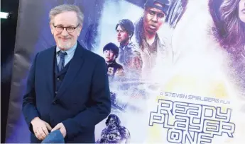  ?? | JORDAN STRAUSS/ INVISION/ AP ?? Steven Spielberg arrives at a Los Angeles premiere of “Ready Player One” on Monday.