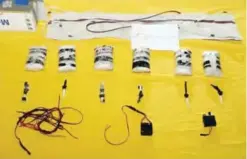  ?? — AP ?? This undated photo shows seized explosives displayed by Saudi security forces.