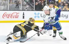  ?? — USA TODAY SPORTS ?? Brock Boeser was expected to miss eight weeks with fractured rib cartilage, but will soon be ready for game time after four weeks on the mend.