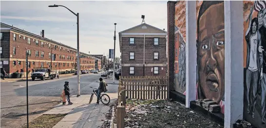  ?? Photos / Washington Post ?? A mural depicting Freddie Gray is seen along Mount St in the Sandtown-Winchester neighbourh­ood.