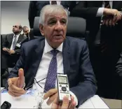  ??  ?? Iraq’s Minister of Oil Jabar Ali al-Luaibi speaks at the Opec headquarte­rs in Vienna, Austria, yesterday.