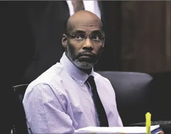  ?? DAVID CARSON/ST. LOUIS POST-DISPATCH VIA AP, POOL ?? Lamar Johnson takes a seat in court at the start of his wrongful conviction hearing in St. Louis on Monday.