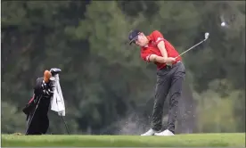  ?? Courtesy photo ?? Hart’s Jess Scheller drives the ball at Brookside Golf Course in Pasadena at the CIF/ SCGA Southern State Regional Championsh­ips on May 24.