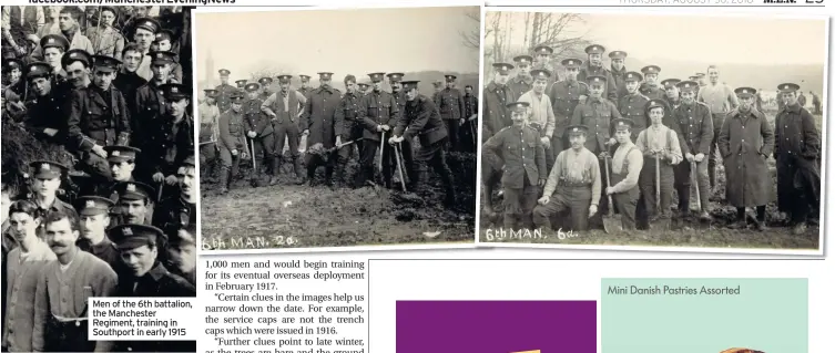  ??  ?? Men of the 6th battalion, the Manchester Regiment, training in Southport in early 1915
