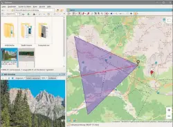  ?? ?? Über die Koordinate­n und weitere Exif-daten in der Bilddatei zeigt Geosetter genau, wo die Aufnahme entstanden ist – inklusive Blickricht­ung und -winkel.