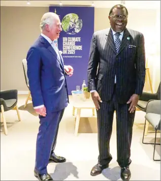  ?? Photo: Presidency ?? Embrace multilater­alism… President Hage Geingob during a meeting with Prince Charles on the margins of COP26 in Glasgow last year.