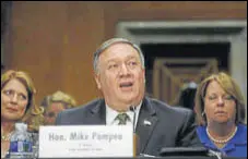  ?? REUTERS ?? Mike Pompeo testifies before a Senate foreign relations committee confirmati­on hearing on April 12.