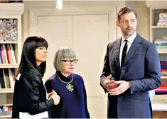  ??  ?? A comical mismatch: Claudia Winkleman, Esme Young and Patrick Grant