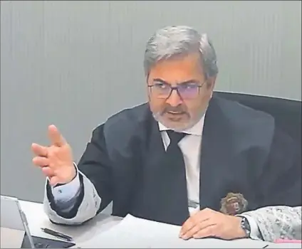  ?? FOTO: VIDEOTAPE ?? José Javier Polo, representa­nte del Ministerio Fiscal, ayer durante el juicio a Sandro Rosell