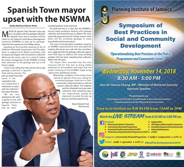  ??  ?? Ruddy Mathison/Gleaner Writer Mayor of Spanish Town Norman Scott.