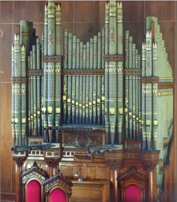  ??  ?? DECORATIVE: The organ pipes of the NG Kerk Tafelberg in Buitenkant Street. The organ was installed in 1892.