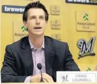  ?? MORRY GASH/AP ?? Craig Counsell, who played for the Marlins in parts of three seasons from 1997 to 1999, has replaced Ron Roenicke as manager of the Milwaukee Brewers.