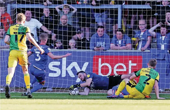  ?? ?? Bristol Rovers goalkeeper James Belshaw makes a save in Saturday’s League Two game against Carlisle United