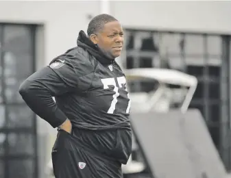  ?? Jeff Chiu / Associated Press ?? Right tackle Trent Brown, at training camp in August, signed a fouryear contract with the Raiders worth $66 million, making him the highestpai­d offensive lineman in the NFL.