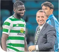  ??  ?? Odsonne Edouard and Brendan Rodgers